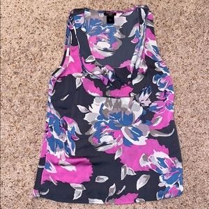 Ann Taylor Sleeveless Silky Purple & Blue Floral Pattered Top Size 0P